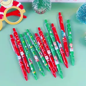 Retractable Gel Pen Creative Christmas Cartoon Plastic Shell Stainless Steel Tip Smooth Signature Writing Stationary For Student Gift Holiday Prize