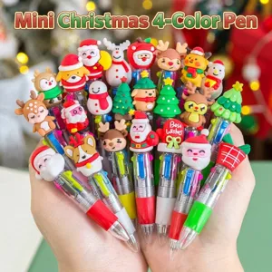 Penna a Sfera Multicolore Cartoon Natale Halloween Penna a Quattro Colori Retrattile Portatile Cancelleria per Studenti Penna Regalo Ufficio