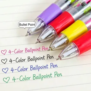 Mini penna a sfera colorata a 4 colori con punta a proiettile per scuola e journaling
