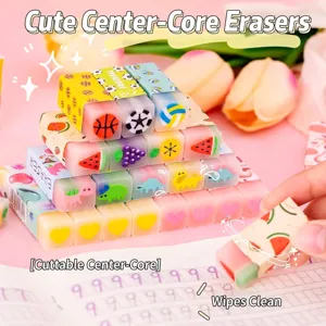 Kawaii Cartoon Fruit Animal Soccer Heart Pattern Jelly Eraser For Kids School Stationery Student Gift Cuttable Sandwich TPR Erasers