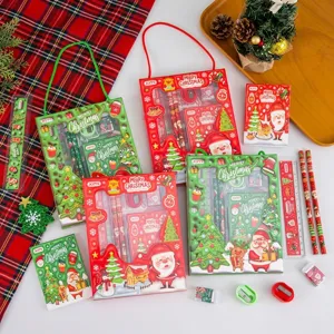 Festliches 6-teiliges Weihnachts-Schreibwaren-Geschenkset für Kinder mit Motiven vom Nikolaus