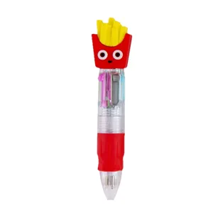 Cartoon four-color ballpoint pen with a funny French fries character design for students