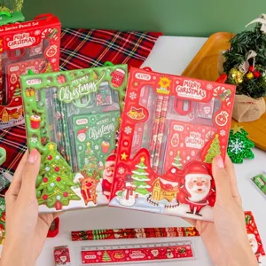 Festliches 6-teiliges Weihnachts-Schreibset mit Bleistiften Lineal und Radiergummi für Kinder