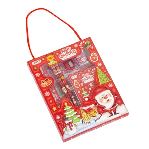 6-teiliges Briefpapier-Geschenkset zu Weihnachten für Schüler mit Weihnachtsmann