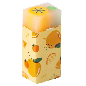 Rectangular jelly fruit eraser with orange pattern for students and kids