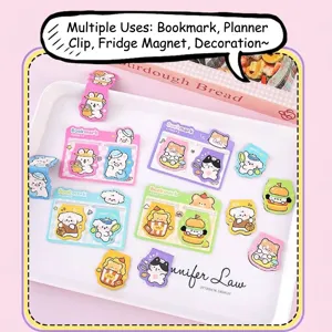 Colorful cartoon animal magnetic bookmark set with cute puppy and bear designs for kids