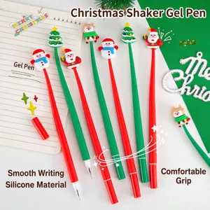 Festive Christmas cartoon silicone shaking gel pens set for students and gift giving