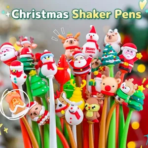 Cute Cartoon Christmas Silicone Wobble Gel Pen Holiday Theme Fine Point Writing Signature Pen School Office Supplies Stationary Gift