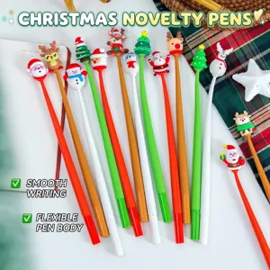 Festive set of Christmas cartoon silicone wobble gel pens with cute characters