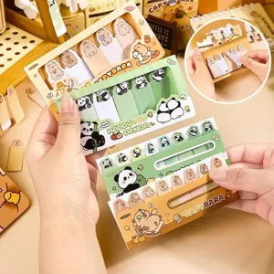 Cute Capybara Panda Index Stickers Set Cartoon Animal Self-Adhesive Memo Pads Kawaii Sticky Notes For Student Office School Stationery Journal Decorative Labels