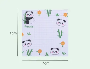 Foglietti adesivi panda 7x7cm con motivi di bambù e fiori su carta a quadretti piccoli