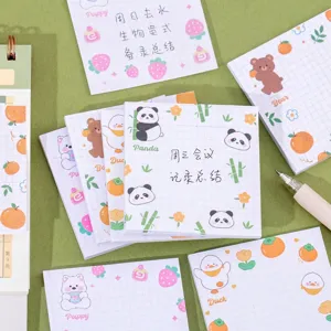 Simpatici post-it a griglia quadrata a tema frutta e animali per promemoria degli studenti.