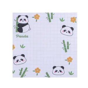 Foglietto adesivo a quadretti con illustrazioni di panda e bambù per promemoria