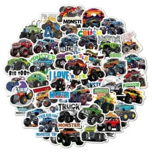 100pcs waterproof cartoon monster truck stickers for luggage and laptops graffiti