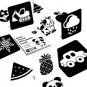 Tarjetas Flash de Estimulación Visual en Blanco y Negro de Alto Contraste para Recién Nacidos Educación Temprana Entrenamiento Sensorial Juguetes de Bebé