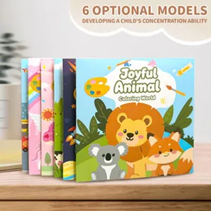 Set mit sechs bunten Tier-Malbüchern für Kinder zur Förderung von Fokus und Konzentration