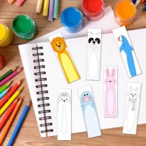 Detailed view of DIY coloring animal desk name plates for student classroom decoration