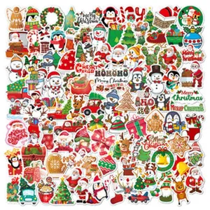 Collection of 100 waterproof cartoon Christmas stickers for festive gift decoration