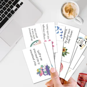 Lot de 90 cartes d'encouragement en anglais avec citations inspirantes et illustrations