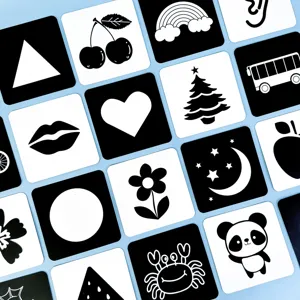 Colección de tarjetas de estimulación visual en blanco y negro de alto contraste para bebés