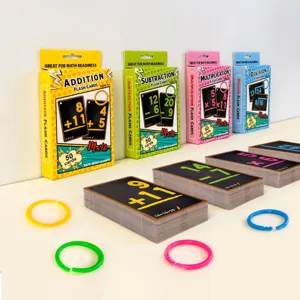 Educational math flashcards set for addition subtraction multiplication and division