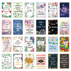 Lot de cartes de motivation colorées avec diverses citations inspirantes en anglais.