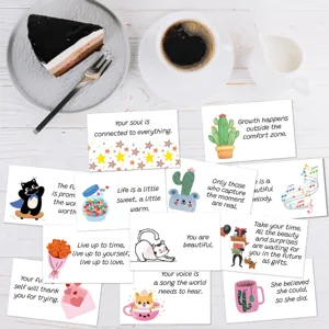 Lot de 90 cartes d'encouragement avec d'adorables illustrations pour les boîtes à lunch.