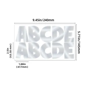 Dimensions des autocollants d'alphabet argentés de 2,5 pouces, hauteur et largeur
