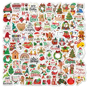 Cute Cartoon Christmas Stickers Waterproof Vinyl Decals For DIY Journal Laptop Gift Decoration Holiday Sticker Assortment Pack