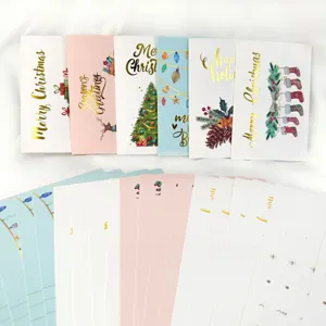 Christmas greeting cards set with gold foiled text and colorful festive holiday designs
