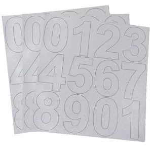 4 inch silver glitter vinyl number stickers for mailbox and classification