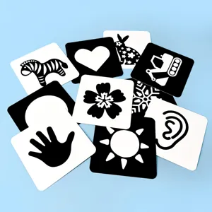Tarjetas de contraste en blanco y negro para el entrenamiento visual de los bebés