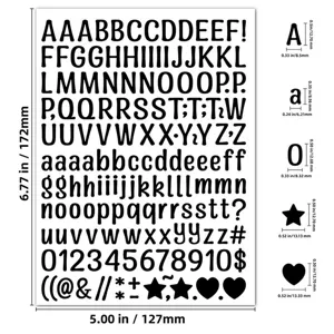 Waterproof 0.5 inch black alphabet and number stickers sheet for DIY crafts and labeling