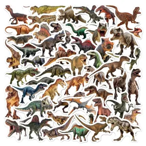 Set of 50 realistic waterproof dinosaur stickers for kids laptop skateboard luggage decal