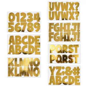 Lot complet de stickers lettres et chiffres en feuille d'or brillant de 2,5 pouces