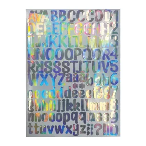 Holographic 1-inch alphabet and number sticker sheet for DIY waterproof vinyl crafts projects