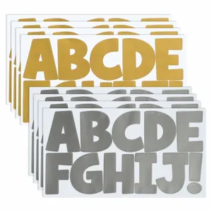 Large Metallic Alphabet Stickers Bright Gold Silver Waterproof Mailbox Car Letter Decals Reflective Adhesive Identification Labels