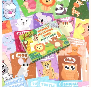 Farbenfrohe Tier-Memory-Spielkarten für Kinder mit lebendigen Illustrationen und Box
