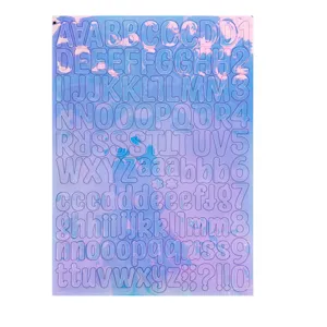 1-inch holographic alphanumeric stickers with iridescent metallic finish for DIY decor