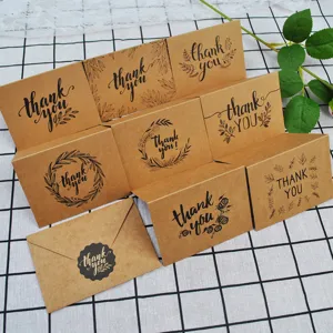 Vintage kraft paper thank you greeting cards with envelopes set for various occasions.