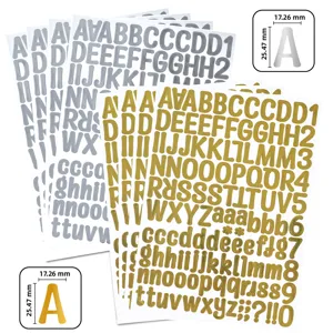 Gold Silver Alphabet Number Stickers Waterproof DIY Scrapbook Notebook Decorative Metallic Vinyl Letter Stickers