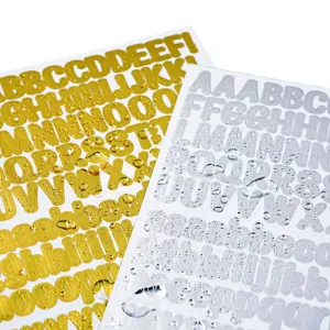 0.5 inch gold and silver waterproof alphabet stickers for scrapbooking and crafts