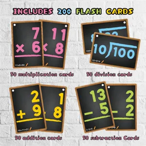 200 educational math flashcards set for addition subtraction multiplication division