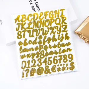 1-inch gold metallic handwritten alphabet stickers for DIY and decoration