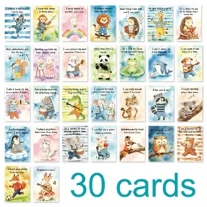 Kids SEL Affirmation Cards Set Hand-Drawn Watercolor Cartoon Animal Mindfulness Emotional Regulation Positive Educational Flashcards For Children Learning