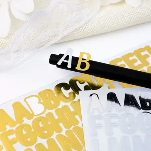 Waterproof 0.5-inch metallic gold and silver alphabet stickers for DIY scrapbooking decor