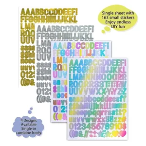 Set of 0.5 inch waterproof decorative alphabet and number stickers for journals and cards