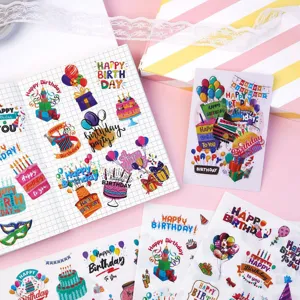 Vibrant Happy Birthday waterproof stickers for party favors and journal scrapbooking