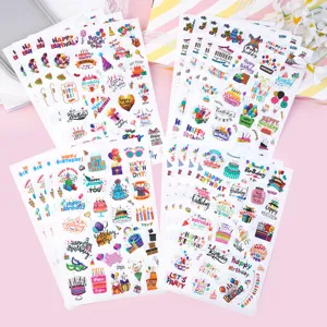 Variety pack of colorful waterproof cartoon Happy Birthday stickers for party gifts
