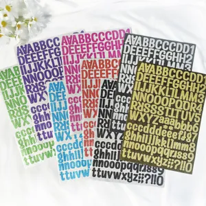 1 Inch Alphanumeric Glitter Stickers A4 Waterproof Self-Adhesive Letters Numbers Stickers For Party DIY Decoration Scrapbooking